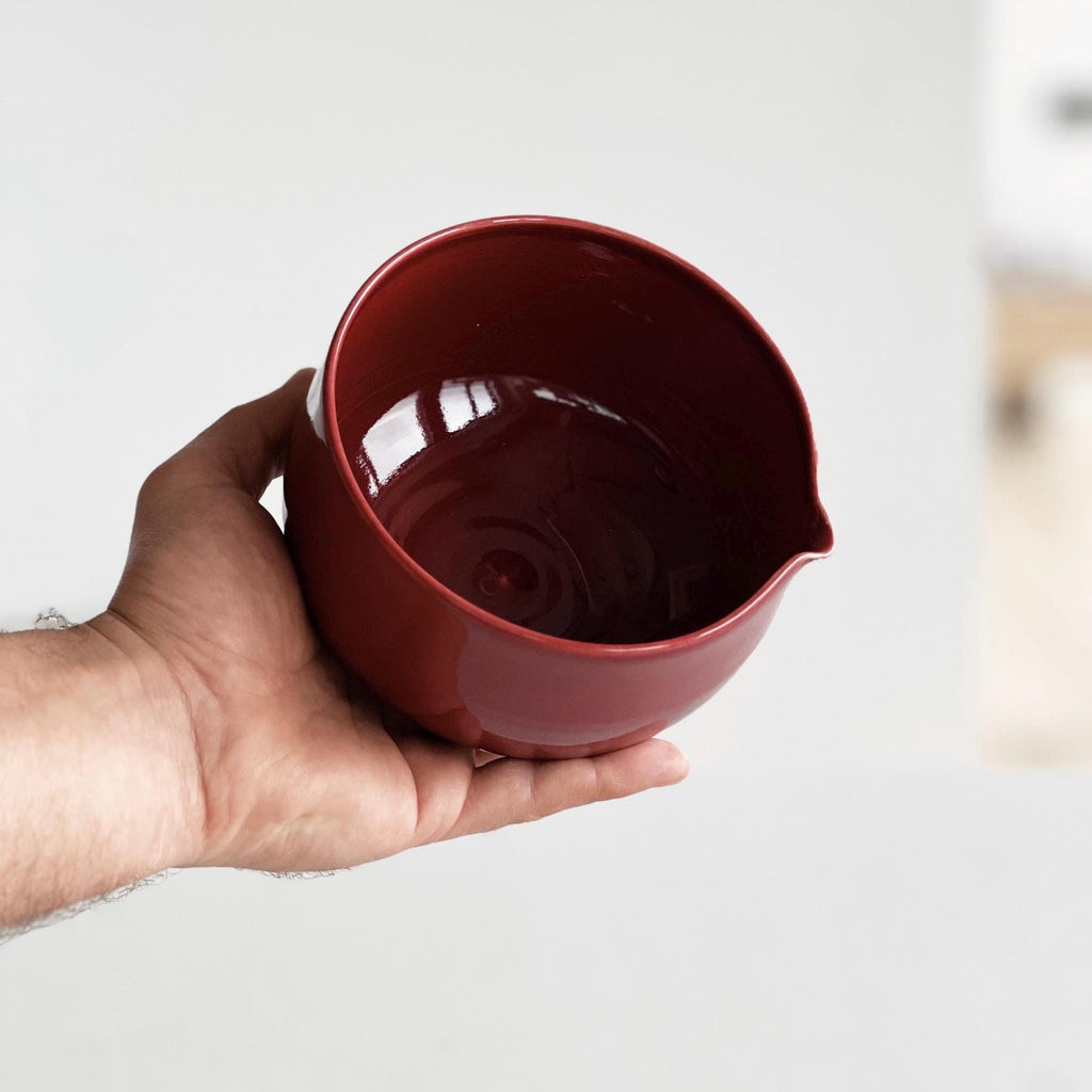 Handmade Cherry Ceramic Matcha Set: Bowl, Vase, Whisk Holder