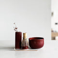 Handmade Cherry Ceramic Matcha Set: Bowl, Vase, Whisk Holder