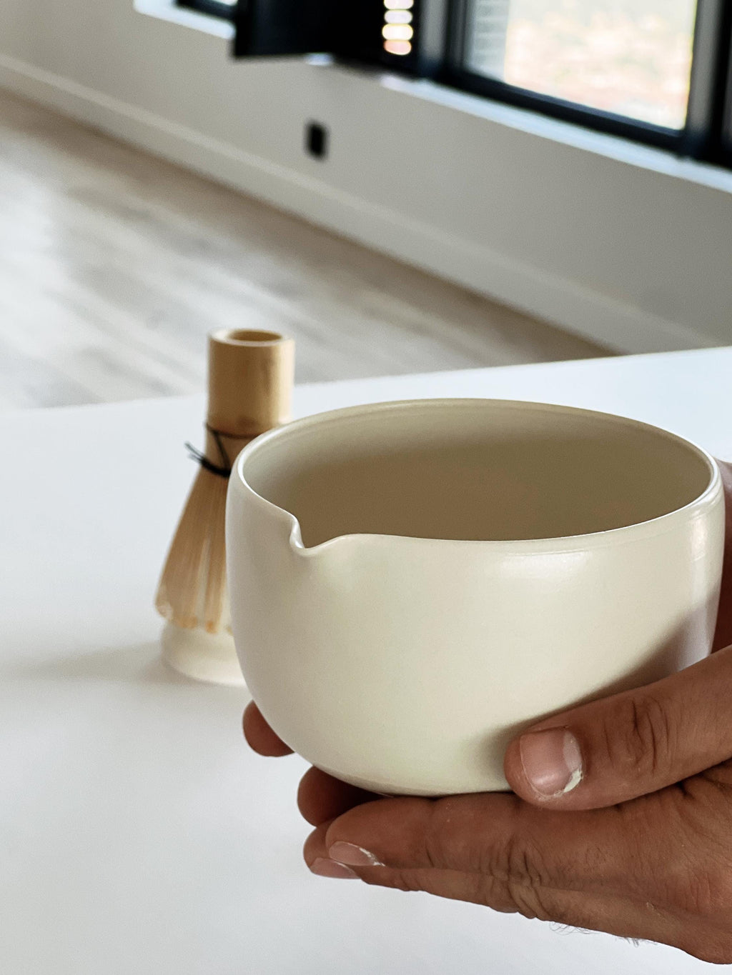 Ivory white matcha bowl set of three